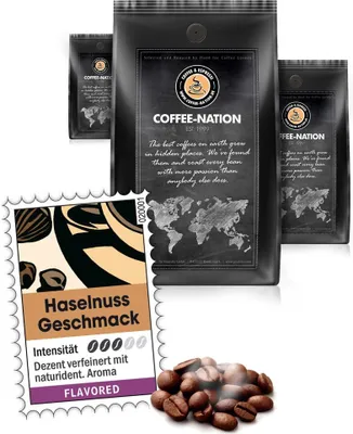 Produktbild von Kaffee HASELNUSS aromatisiert von Coffee-Nation, 500g Bohnen