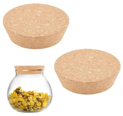 Image de TRANKIELO® - 2 bouchons en liège pour pots et bouteilles - Joints naturels - 9,1 x 7,7 x 2,5 cm