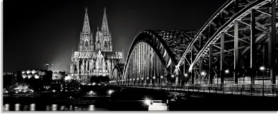 Produktbild von ARTland Glasbild Kölner Dom_schwarz-weiß Größe: 125x50 cm