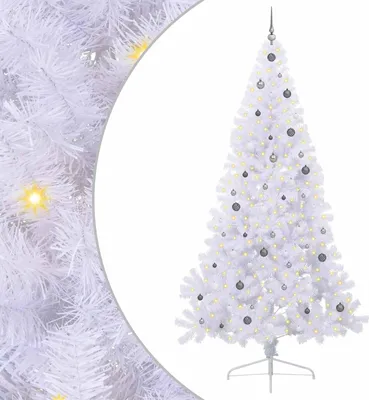 Image de vidaXL Sapin de Noël artificiel blanc 240 cm PVC et acier