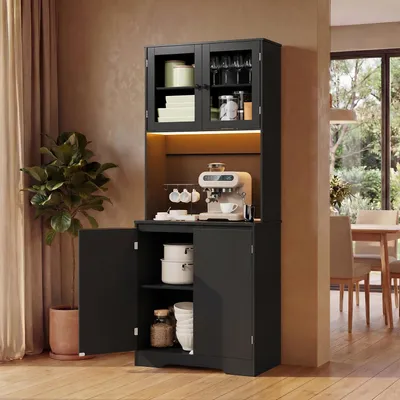 Obrázek produktu pro Skříňka na nádobí BEALIFE AP122 70 x 40 x 180 cm | Do kuchyně a jídelny | Černá/bílá