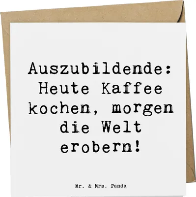Produktbild von Mr. & Mrs. Panda Grußkarte Spruch Auszubildender Abenteuer - Weiß - Geschenk, faltkarte, Erfolg, handgefertigte Geschenke, Glückwunschkarte, anlasskarte, Beruf, Ziele