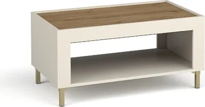 Zdjęcie produktu dla BETTSO Stolik kawowy do salonu ława z półką elegancki MOSSA kaszmirowy beżowy