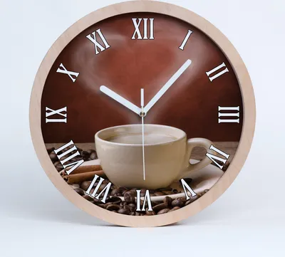 Produktbild von Holzuhr 20fi cm wanduhr - weiße Spitzen - aromatischer Kaffee