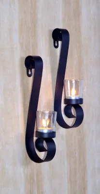 Produktbild von 2er Set Wandkerzenhalter Kerzenhalter Teelichthalter Windlicht Teelicht Kerze
