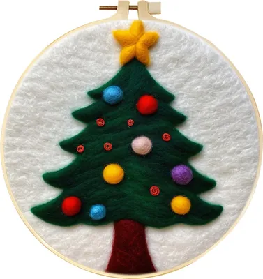 Produktbild von Weihnachts-Nadelfilz-Set, Filz-Malset für Feiertage, für Anfänger, Starter-Nadelfilz, DIY-Bastelset mit Nadelkissen, Wolle, dekorativer Rahmen