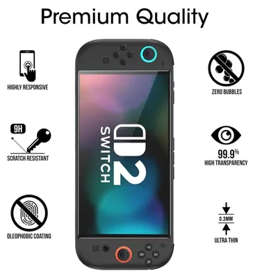 Obrázek produktu pro INF Tvrzené sklo s vysokým rozlišením pro Switch 2 s instalační sadou [2 kusy]