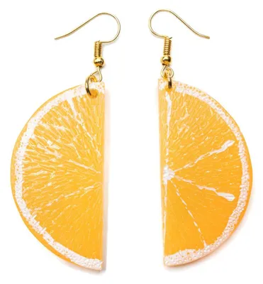 Produktbild von Orangenscheiben Ohrringe Miniblings Hängeohrringe Orange vergoldet Hälfte