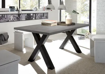 Produktbild von Esstisch >Big System< in schwarzstahl / graphit - 180x75x90cm (BxHxT)