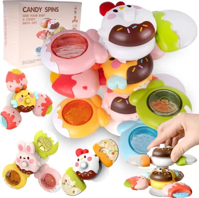Produktbild von Malplay Spinner Set mit Saugnapf Fidget 12 Stück bunte ab 12 Monaten Motorik Kreativitat
