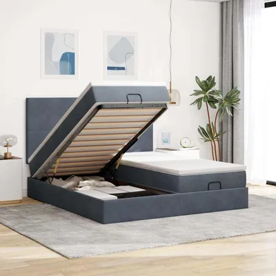 Obrázok produktu pre vidaXL Osmanská posteľ s matracmi tmavosivá 180x200 cm zamat