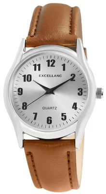 Produktbild von Excellanc Modische Herren Armband Uhr Silber Braun Analog Kunst Leder Quarz