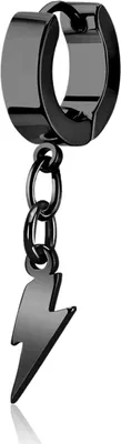 Produktbild von Damen Creole Kreole Klappcreole Edelstahl Blitz Anhänger Helix Huggie Ohr-Piercing Autiga® schwarz