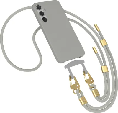 Produktbild von EAZY CASE - 2in1 Handyhülle mit Band kompatibel mit Samsung Galaxy S24 Plus, Silikonhülle zum Schutz, stoßfester Fallschutz, Umhängeband mit Hülle in Beige