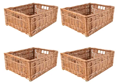 Productafbeelding van Creative Home 4 x Rieten Mand, 40 x 30 x 16 cm, Natuurlijk met Handvatten