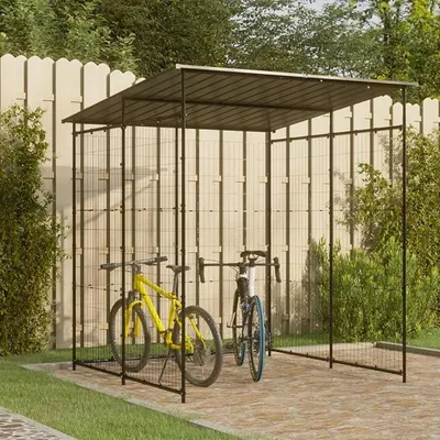 Productafbeelding van Fietsenbergingen, fietsgarages, fietsenstallingen, tuinhuisjes, fietsenoverkappingen, opslagbergingen, tuingereedschapskasten, 190x190x222 cm, staal, zwart