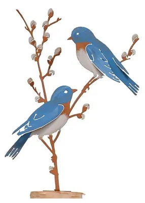 Metall-Vogelfigur Blaumeise auf Ast, 60 cm, für Garten