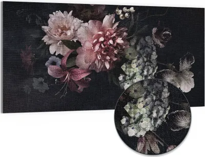 Produktbild von DEQORI Hybrid Leinwand Bild 100x50 cm 'Blühende Pracht' Wandbild Glas flach modern