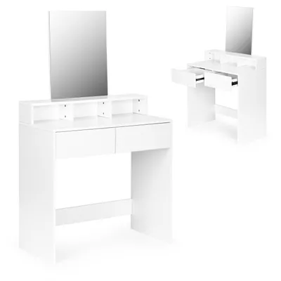 Obrázek produktu pro ModernHome PWJJDT0070 Velký moderní toaletní stolek se zrcadlem a zásuvkami, bílý