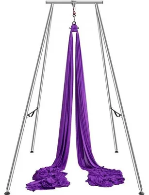 Immagine prodotto di Amaca da yoga aerea con telaio da yoga 12 x 2,6 m - Amaca da yoga volante viola - Amaca da yoga con amaca da 250 kg max. Capacità di carico - Calze da yoga e cuscinetti per i piedi inclusi - Esercizi antigravitazionali.