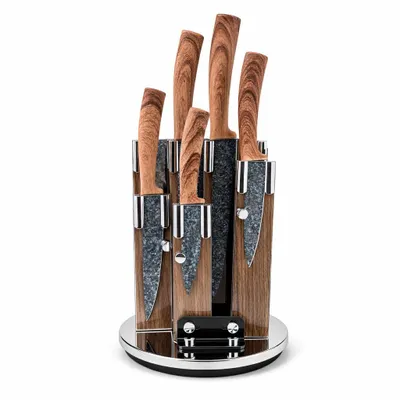 Produktbild von Edenberg Luxus-Messerset mit Ständer – 6-teilig – Edelstahl – Küchenmesser