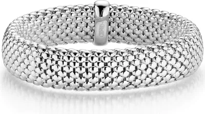 Produktbild von 14mm Armband Armreif Armschmuck elastisch aus 750 Gold Weißgold strukturiert