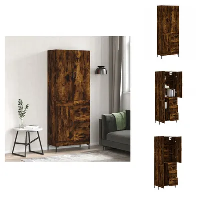 Imagen del producto de vidaXL Mueble alto de estilo rústico en madera de roble ahumado, 69,5 x 34 x 180 cm, fabricado en material de madera. - Muebles aparador