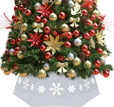 Immagine prodotto di The Living Store Gonna per albero di Natale argento e bianco Ø68x25 cm