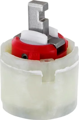 A close-up studio shot of a faucet cartridge.