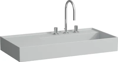 Image de LAUFEN Kartell lavabo, encastré, tablette à gauche, 2 trous pour robinet, sans trop-plein, 900x460mm, H8103397598151