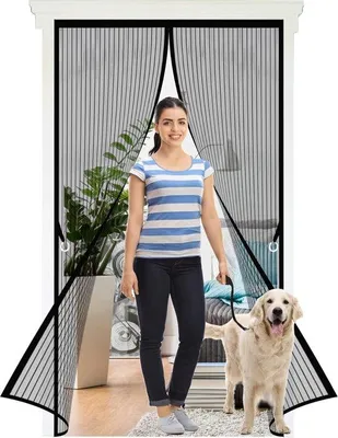 Produktbild von Unyqoos® Magnetisches Fliegengitter für Tür – Insektenschutz 85 x 210 cm, schwarz, Polyester, Klettmontage ohne Bohren, magnetische Selbstschließung, für Balkon & Terrasse
