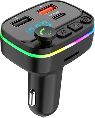 Obrázok produktu pre Autonabíjačka Bluetooth-kompatibilný 5.0 Fm Transmitter Hands-free Calling Dual Usb Hudobný prehrávač Audio prijímač čiernej