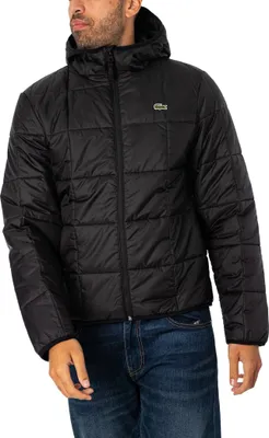 Produktbild von Lacoste Logo Puffer Jacke, Schwarz L