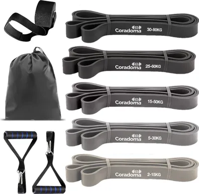 Produktbild von Widerstandsbänder Set mit Türanker und Handgriffen, Resistance Bands Pull Up, Klimmzugband Fitnessbänder Widerstandsband für Klimmzüge, Krafttraining