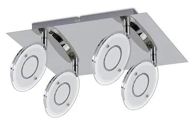 Produktbild von 4-flammige IP44 LED Deckenleuchte Chrom & Glas