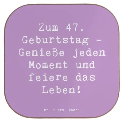 Produktbild von Mr. & Mrs. Panda Tischuntersetzer Spruch 47. Geburtstag - Lavendeltraum - Geschenk, Happy Birthday, inspirierend, Untersetzer für Gläser, besondere Tag, gläseruntersetzer