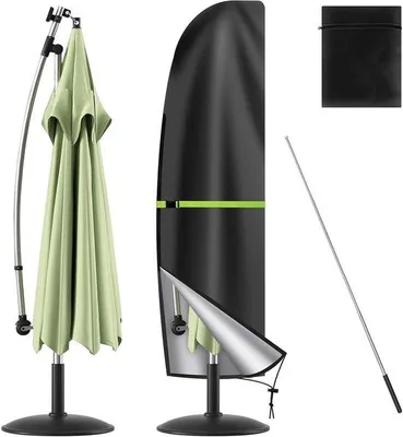 Produktbild von Sonnenschirmhülle - Schutzhülle für Sonnenschirme - Schützt den Sonnenschirm - Wasserdicht, UV-beständig - 265 cm - Schwarz