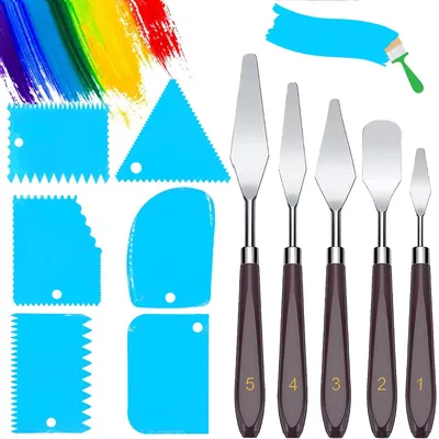 Produktbild von Set mit 11 Spachteln für Acrylfarben – verschiedene Größen und Anwendungen