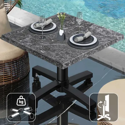 Produktbild von WBO | Jamaika Loungetisch | B:T:H 60 x 60 x 40 cm | Felsen / Schwarz | Klappbar | Zusatzgewicht | Bistro Loungetisch Gastro Tisch
