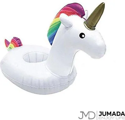 Produktbild von Jumadas aufblasbarer Getränkehalter Einhorn – für Tassen/Dosen/Flaschen – aufblasbarer Getränkehalter – Schwimmbad-Zubehör – aufblasbare Figur – Einhorn – weiß