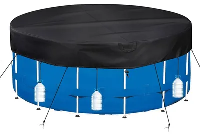 Zdjęcie produktu dla Omgoods - Okrągła pokrywa do basenu, średnica 610 cm, z sznurkiem