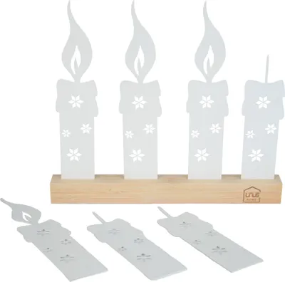 Produktbild von UNUS® Adventskerzen-Aufsteller Flexibler Adventskranz ohne Flamme Weiß