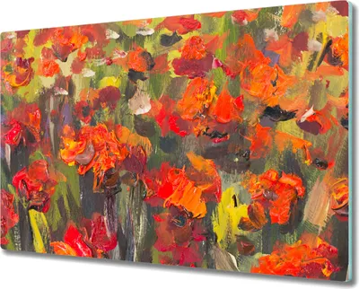 Produktbild von Coloray Hackbrett Herdabdeckplatte 80x52 cm Küchenbrett Kochplattenabdeckung Schneidebrett - Mohnblumen Malerei