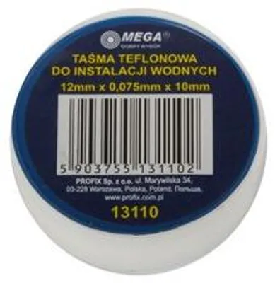 Zdjęcie produktu dla Mega Páska teflonová 12 mm x 0075 mm x 10 m