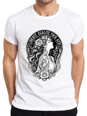 Productafbeelding van LIBERTÉ ÉGALITÉ VERDOMD AFD Roze dames T-shirt met bloemenprint, wit, maat M