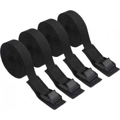 Productafbeelding van 4-delige set spanbanden met klemgesp – Spanbanden en bevestigingsriemen voor fiets en bagage – 25mm x 1m, met metalen gesp