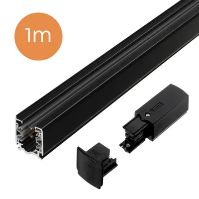 Produktbild von Qub 3 Phasen Stromschiene 100 cm Aufbau Schwarz inkl Endkappe Endzuführung