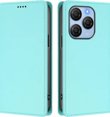 Produktbild von Handyhülle für Blackview Shark 9, Kunstleder Klapphülle Stoßfeste Magnetische Hülle mit Ständer Türkis