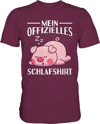 Produktbild von Offizielles Schlafshirt Nachthemd Schlafanzug Pyjama Schweinchen T-Shirt – Burgundy / L