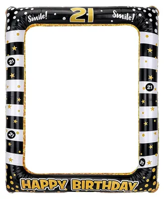 Productafbeelding van Opblaasbare fotolijst - Fotoaccessoire voor feestdecoratie - Zwart-goud - 21 stuks